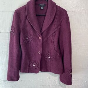 Clothes by Revue Women's Sz M Boiled Wool Plum  Jacket Lagenlook Art To Wear